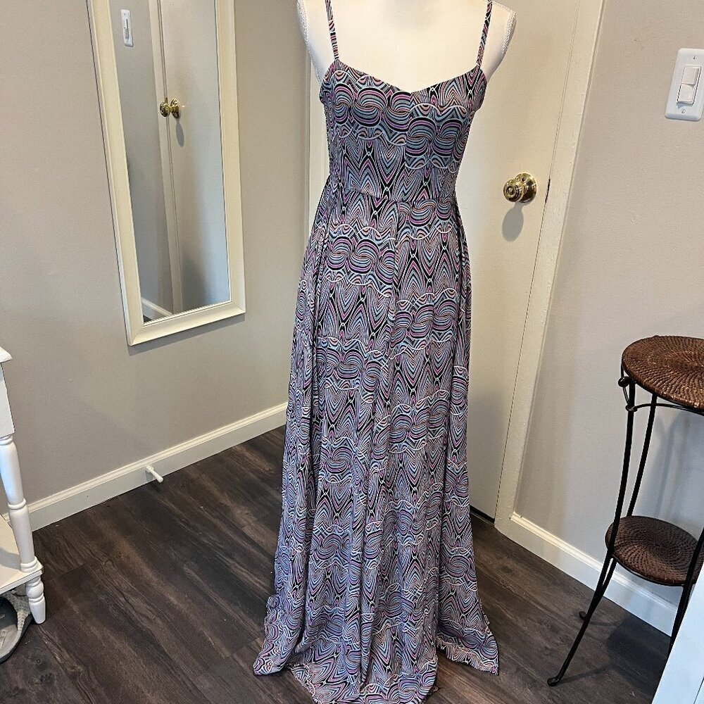 Sans Souci Multicolor Overlay Flowy Maxi Dress, Size Small
